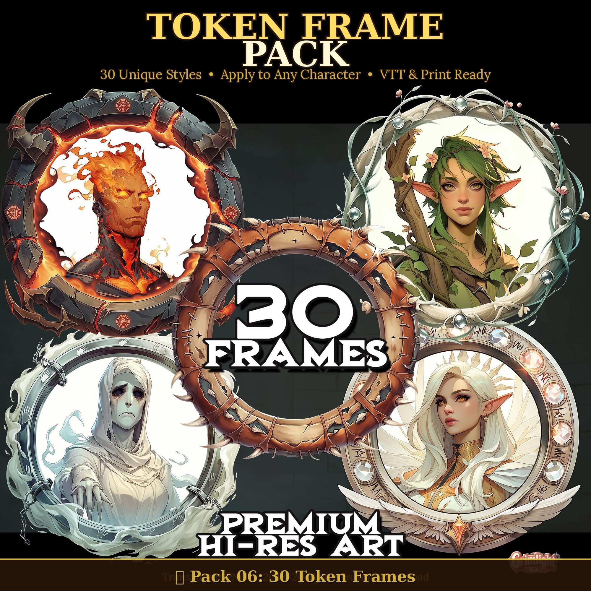 Player Character Token Simple TTRPG Token Bundle | Tavern Npcs, Player Characters, 30 Frames (VTT ...