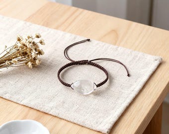Handmade Natural Clear Quartz Bracelet | Adjustable Woven Crystal Jewelry for Women