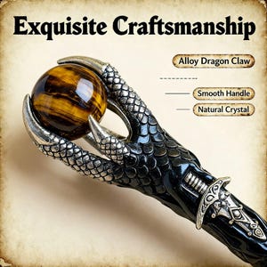 Baguette magique griffe de dragon en cristal naturel | Sceptre magique fait main avec boule de cristal curative image 5