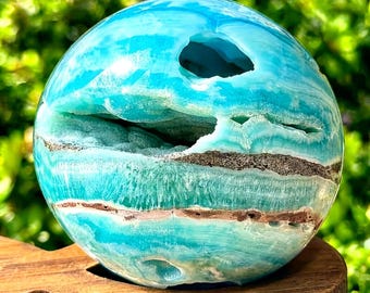 Sphère d'hémimorphite naturelle avec cavités druzy, boule de cristal d'hémimorphite bleue, sphère d'énergie de guérison, décoration d'intérieur Feng Shui, cadeau spirituel