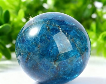 Natural Blue Apatite Crystal Sphere | Polished Healing Crystal Ball | Gemstone Home Decor & Meditation Ornament
