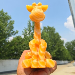 Hand Carved Natural Yellow Calcite Giraffe Figurine Crystal Animal Statue | Healing Crystal Home Decor Office Desk Ornament | Wellness Gift image 2