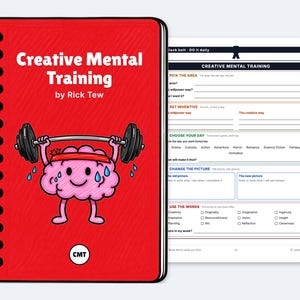 Creatieve mentale training, een trainingsschema van één pagina en een werkboek van 14 pagina's van Rick Tew, WinJitsu, printbaar als PDF, US Letter en A4.