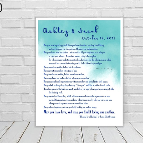 Blessing For A Marriage Poem 8x10 Digital Download Printable File, Custom Wedding Anniversary Quote, Marriage Ceremony Reading, Wedding Gift