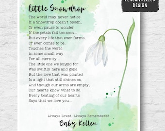 Little Snowdrop Remembrance Poem 8x10 Digital Download, Remembrance Sympathy Print Gift, Pregnancy Loss Stillbirth Miscarriage Printable