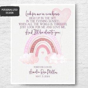 Look For Me In Rainbows Remembrance Quote 8x10 Digital Download, Sympathy Gift Print, Pregnancy Loss Stillbirth Child Loss Printable