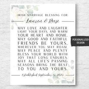 Personalized Irish Marriage Blessing 8x10 Digital Download Printable, Custom Wedding Quote Print, Wedding Ceremony Reading, Wedding Gift