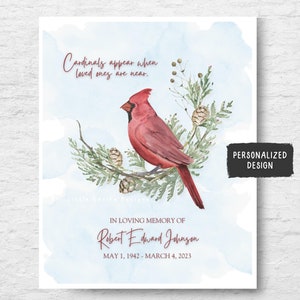 Cardinals Appear When Loved Ones Are Near Remembrance Quote 8x10 Digital Download, Cardinals Sympathy Gift, In Memory Of Loved One Print