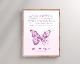 Butterfly Sunbeam Quote Remembrance Print: Personalized Baby Loss Stillbirth Sympathy Gift (Digital Download)