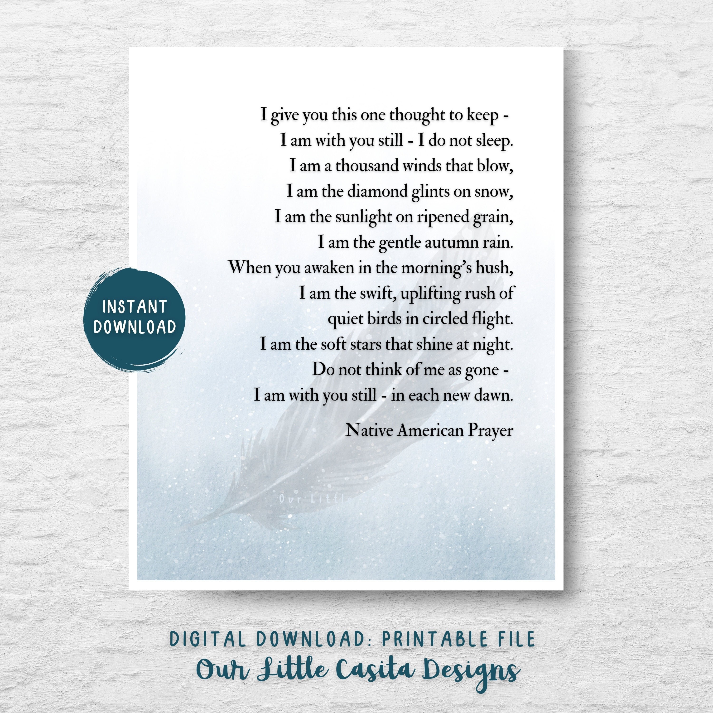 Native American Prayer Poem Print: Sympathy Gift, Grief Remembrance Funeral  Sign (digital Download) - Etsy Israel, image size:3000x3000