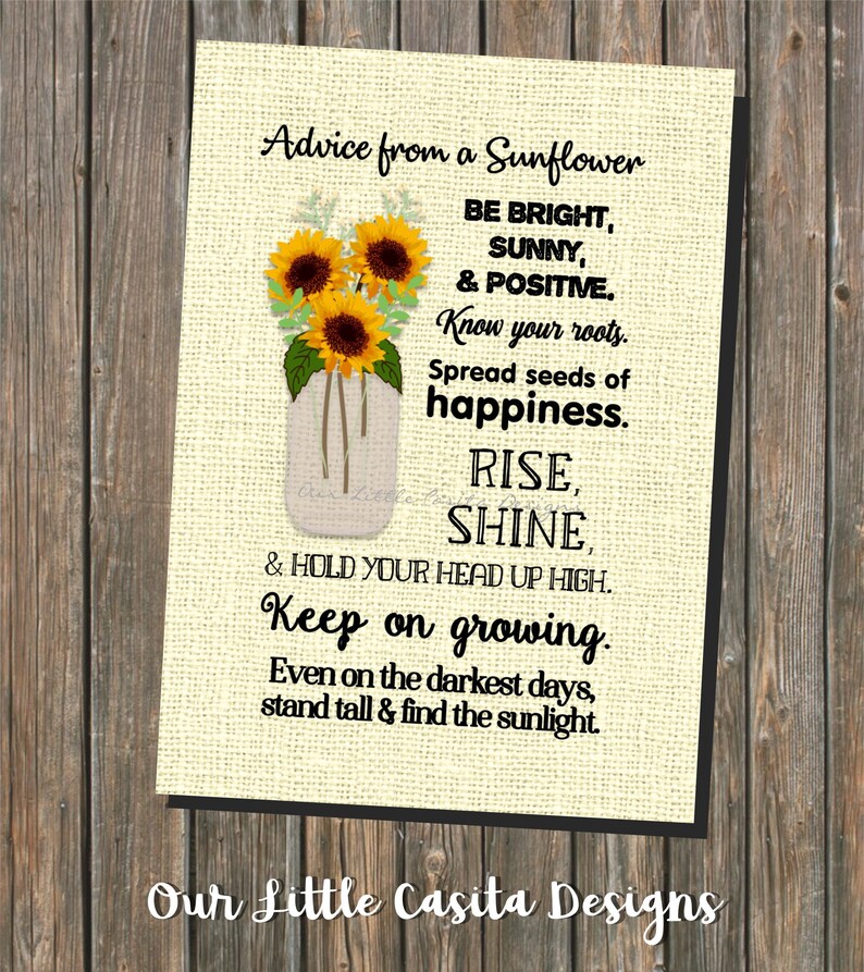 Sunflower Inspirational Advice Sunflower Art Piece | Etsy