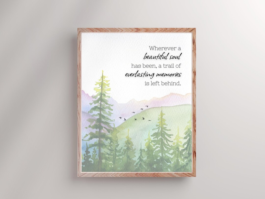 Everlasting Memory Everlasting Memories Memorial Quote Print: Watercolor Forest, Sympathy ...