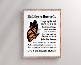 Butterfly Quote Art Print: Green Inspirational Wall Decor (PDF & JPG ...