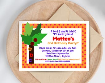 Chicka Boom Birthday Party Invitation: Customized ABC Coconut Tree Printable (Digital Download)