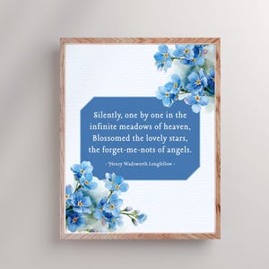 Impresión con cita de "No me olvides" de Longfellow / Regalo de condolencias por pérdida de embarazo y aborto espontáneo (descarga digital)