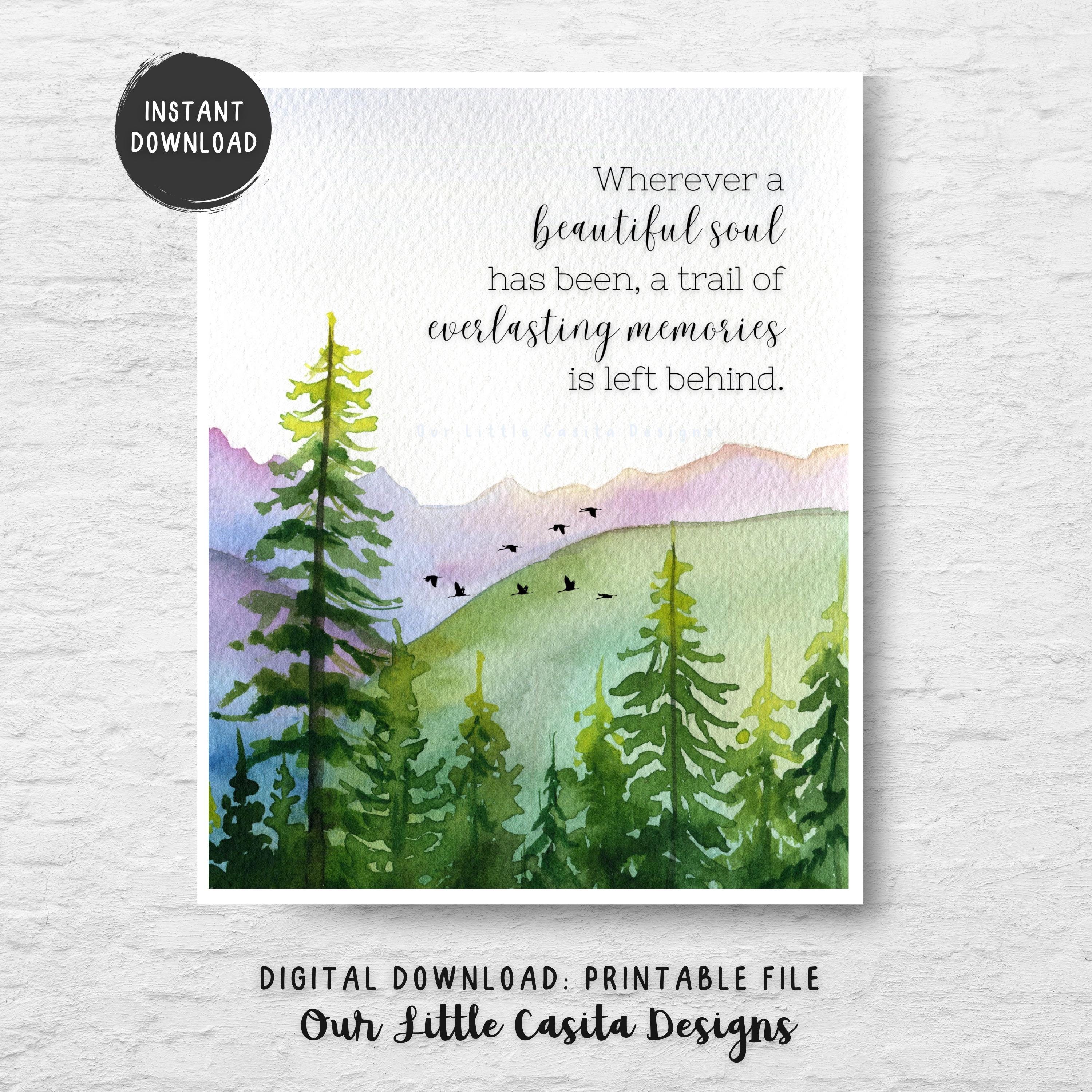 Beautiful Soul Everlasting Memories Quote Remembrance Digital Download 8x10 11x14, Sympathy Gift Printable, Memorial Quote Digital Print