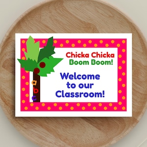 Cartello di benvenuto per la classe Chicka Boom: decorazione scolastica ABC Coconut Tree (download digitale)