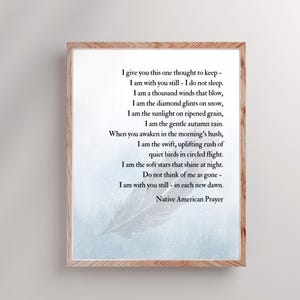 Impression poème prière amérindienne : cadeau de sympathie, panneau funéraire du souvenir du deuil (téléchargement numérique)