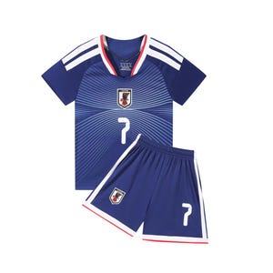 Conjunto de camiseta de fútbol infantil de Japón, uniforme de fútbol juvenil azul, equipación deportiva para niños y niñas.