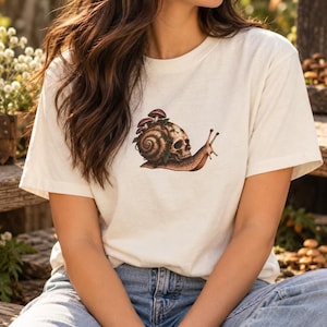 Skull Snail Shirt, Gothic Snail T-Shirt, Creepy Cottagecore Tee, Mushroom Skull Graphic Shirt, Dark Nature Halloween Tee, Oddity Lover Gift