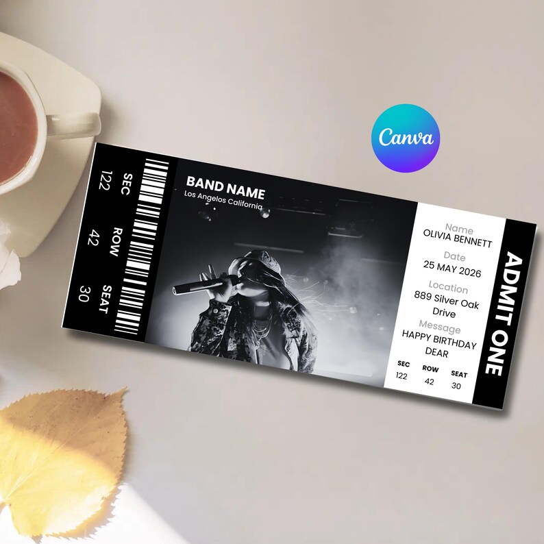 Editable Concert Ticket Template, Music Festival VIP Pass (canva ...