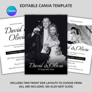 Modern Wedding Invitation Template, Photo Wedding Invitation, Minimalist Wedding Invite, Editable Canva Invite, Printable Wedding Card