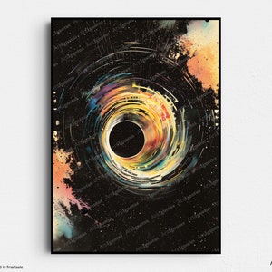 Afdrukbare kunst Eye of the Universe, abstracte kosmische ruimtekunst, retro muurkunst digitale download