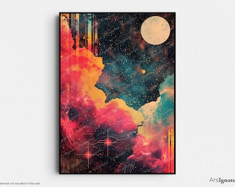 Nebula Nirvana printable art, surreal, sci-fi, vintage, retro wall art digital download