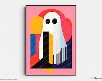Bauhaus Boo printable art, mid century modern, vintage, retro wall art digital download