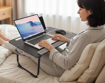 Portable Laptop Bed Table Folding Desk With Cushion Mouse Pad Slot Wooden Gaming Study Desk Sofa Tray Table