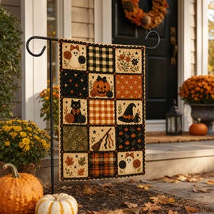 Cheerleader Theme Garden Flag Halloween Patchwork  Fall Yard Decor