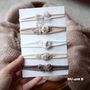 NEWBORN Baby Headband Newborn TIEBACK Grab Bundle Bulk stretchy Baby headband Newborn photography props Newborn photo prop NU-408-B