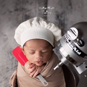 White Newborn Chef hat Apron | baby muslin gauze cotton, photography photo props prop sessions