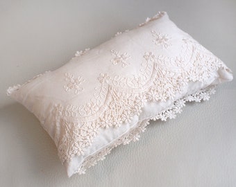 Boho Lace texture mini Newborn Pillow for Photography prop use for photographers (white ivory)
