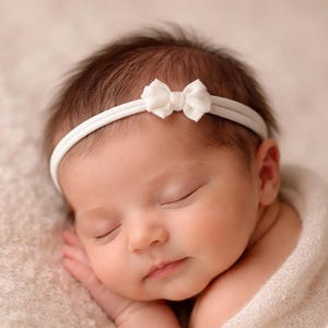 BOW-Neutral | Baby Headband | NEWBORN TIEBACK Bow Tieback | Sitter size baby Headband | First Birthday | Newborn photography props