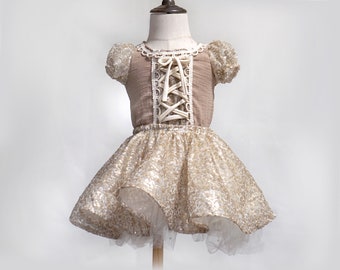 12-18M Tan Beige mix DRESS, first birthday outfit, sitter cake smash photography photo props for girls