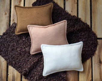 NEUTRAL knit texture mini Newborn Pillow for Photography prop use for photographers (white ivory brown tan)