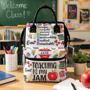 Backpack With Name, Personalized Teacher Work Backpack, Large Space Multi Pocket Classroom Carry, Teacher Gift, School Bag