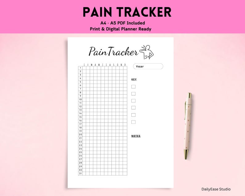 Fillable Pdf Pain Log Example Pain Tracker Printable A4 A5 PDF, Chronic Pain Log, Symptom Tracker ...