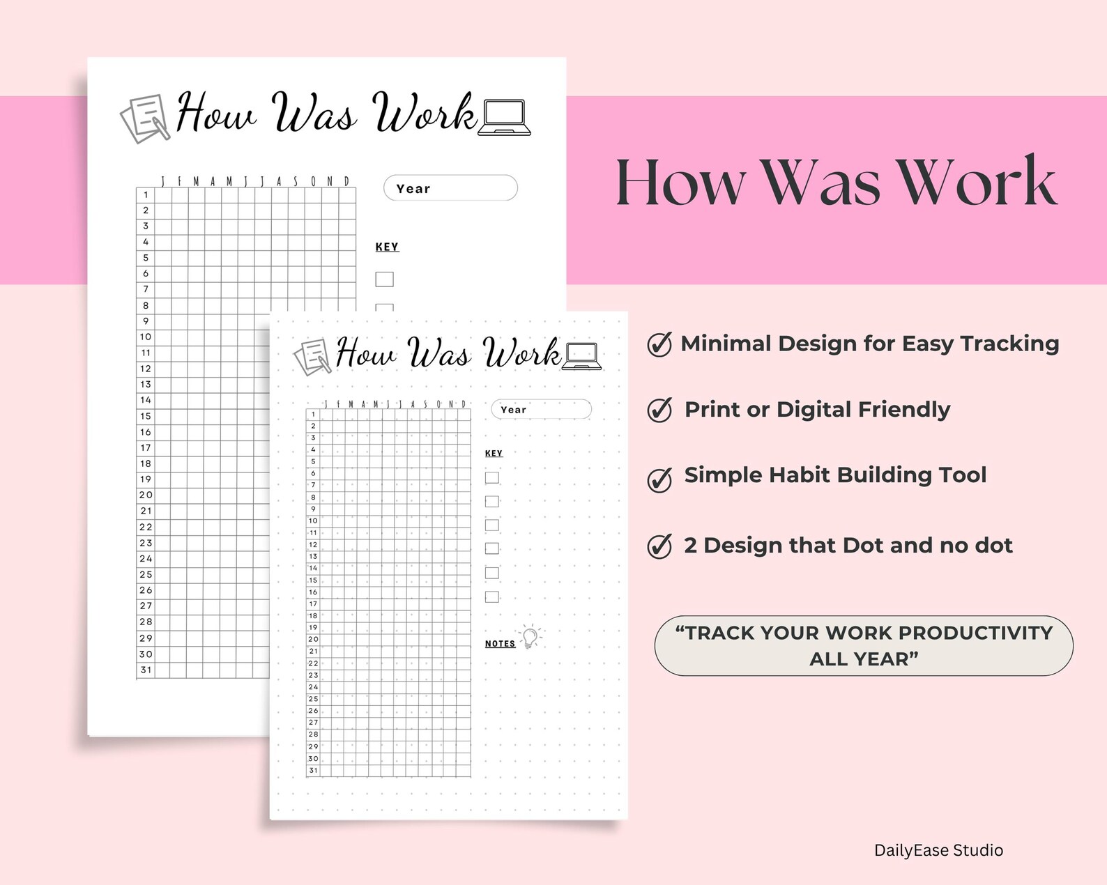 Work Tracker Bad Work Mood Tracker Printable A4 A5 PDF, Daily Work Reflection Log ...