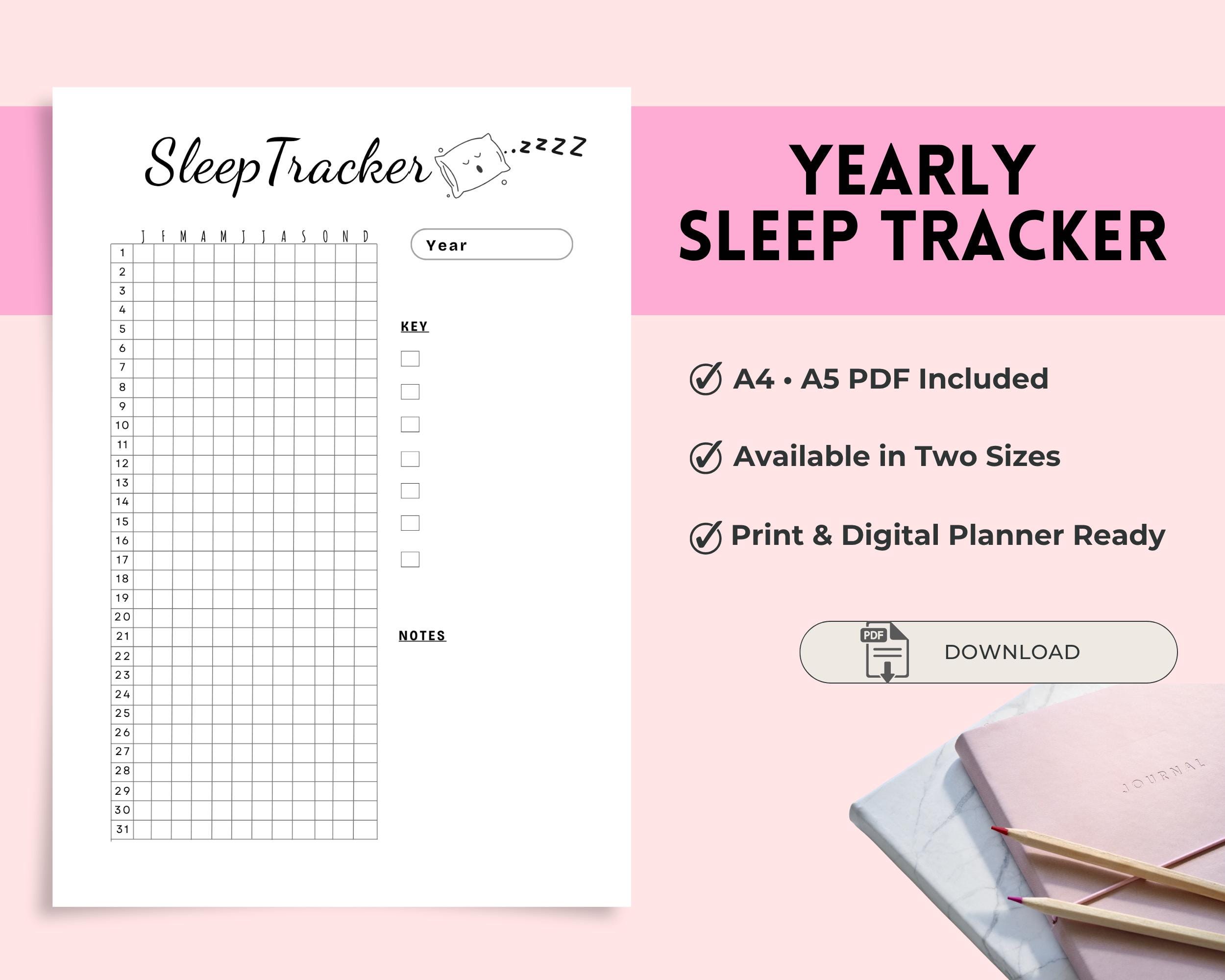 Sleep Tracker Printable A4 A5 PDF, Sleep Log Planner, Night Routine ...