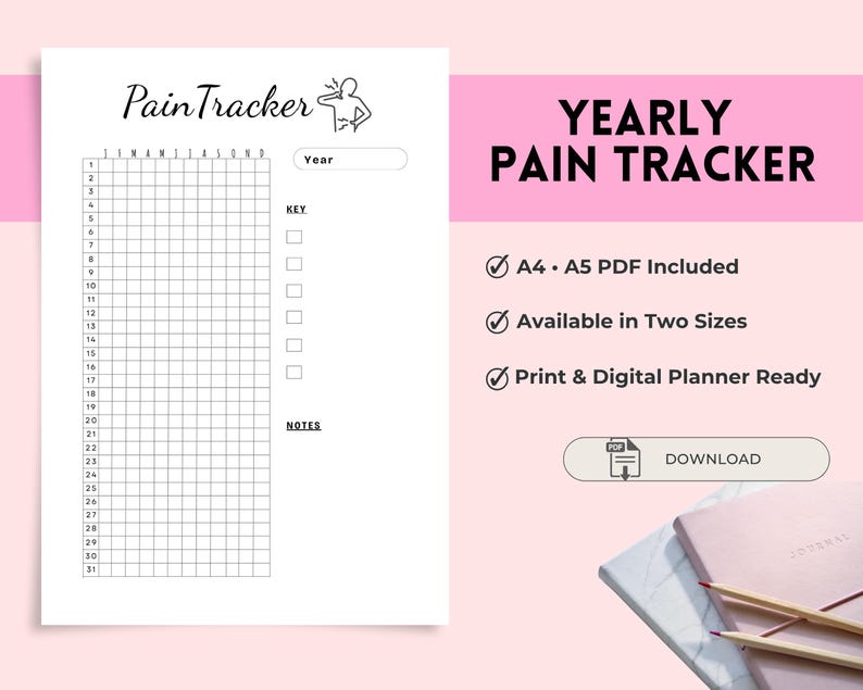 Fillable Pdf Pain Log Example Pain Tracker Printable A4 A5 PDF, Chronic Pain Log, Symptom Tracker ...