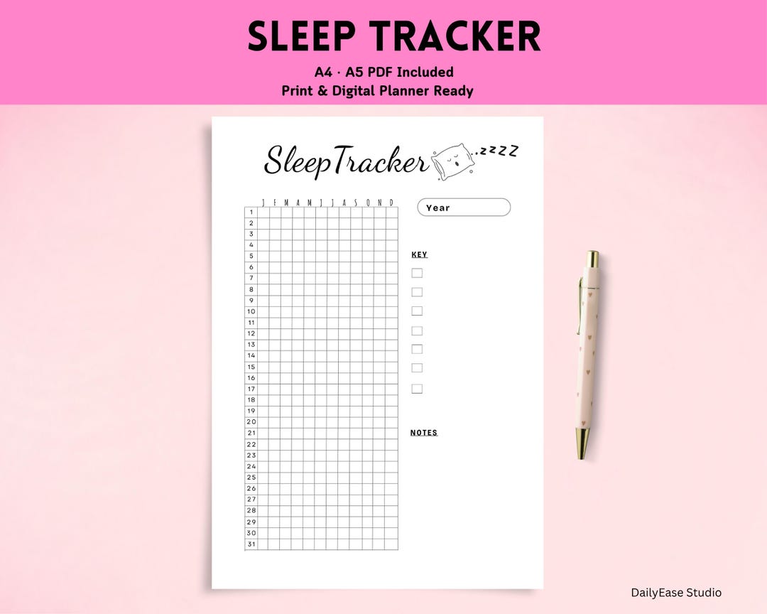 Sleep Tracker Printable A4 A5 PDF, Sleep Log Planner, Night Routine ...