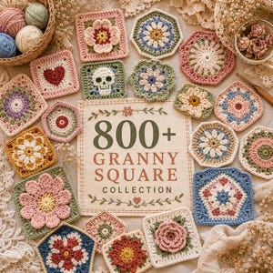 800+ Granny square crochet patterns tote bag & purse tutorial pack cute boho market handbag motif pdf