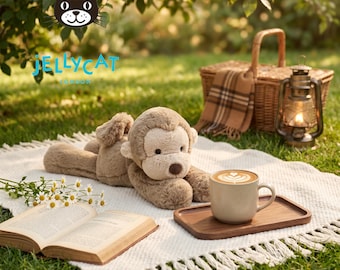 Peluche de mono Jellycat Mini Smudge, 15 cm (5,9 pulgadas), adorable peluche, chimpancé marrón suave, decoración acogedora para la habitación del bebé, regalo ideal para baby shower.