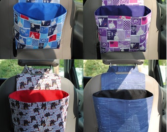 Car Trash Bag, Waterproof Canvas Lining, Hook and Loop Closure, Head Rest Attachment, Car Organization, Garbage Bag