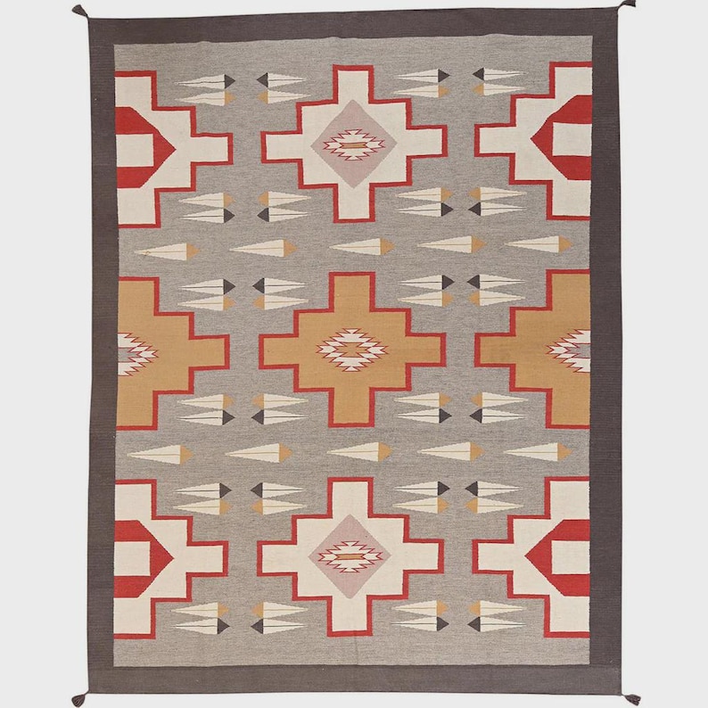 Navajo Rug Patterns Simple Handwoven Wool Navajo Kilim Rug Vintage Geometric Flatweave Aztec ...