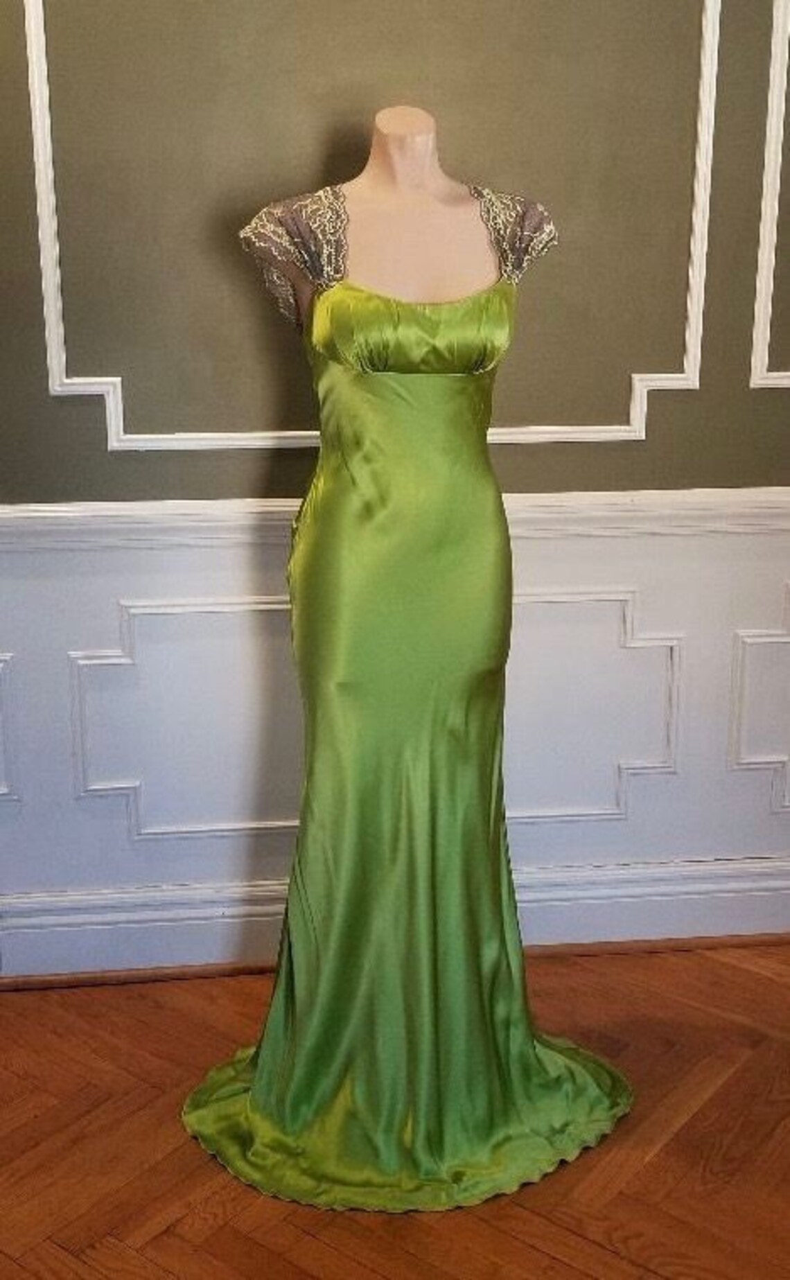 chartreuse evening gown