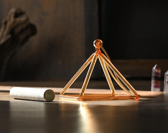 Gele kristallen zangpiramide met draagtas – instrument voor klankheling
