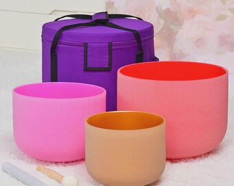 Set di ciotole tibetane in cristallo CVNC 8"A 10"F 12"C con limitatore a molla